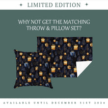 Load image into Gallery viewer, Christmas Fleece Throw | Luxuriously Soft and Cosy Blanket Winter Blue &amp; Gold
