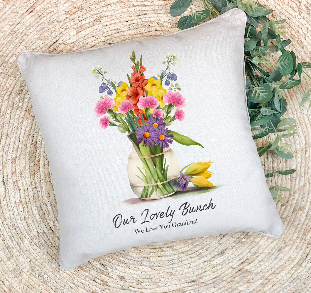 Personalised Family Cushion | Family Birth Month Flower Bouquet