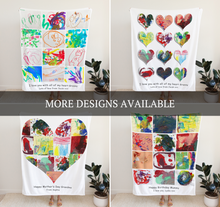 Load image into Gallery viewer, Soft fleece blanket with a collage of your childs artwork. 
