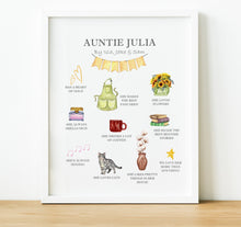 Load image into Gallery viewer, Auntie Gifts from Niece or Nephew | Personalised Print Reasons why we love you with icons and text
