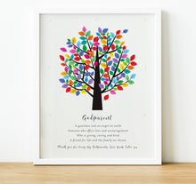 Load image into Gallery viewer, Personalised Godparent poem print with tree, Christening Gifts for Godparents from Godchild, thoughtful keepsake co
