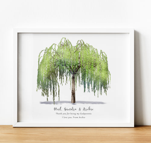 Personalised Godparent poem print with tree, Christening Gifts for Godparents from Godchild, thoughtful keepsake co