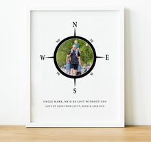 Load image into Gallery viewer, Personalised Gift for Dad |  We&#39;d Be Lost Without You Compass image with photo inside and quote, Custom Photo Print , thoughtful keepsake co
