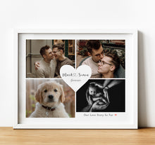 Load image into Gallery viewer, Personalised 1 year anniversary Gift, Photo Collage Prints of couple in love with personalised text, thoughtful keepsake co
