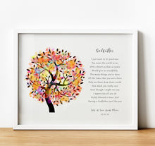 Load image into Gallery viewer, Personalised Godparent poem print with tree, Christening Gifts for Godparents from Godchild, thoughtful keepsake co
