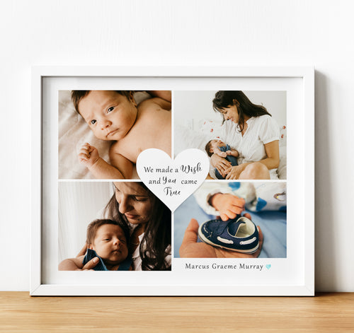 New baby gifts, Photo Collage Prints of baby with personalised text, thoughtful keepsake co