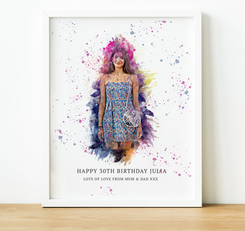 Watercolour Portrait from Photo, personalised birthday gifts, Unique Gifts for Friends, thoughtful keepsake co, best friends are the family we choose