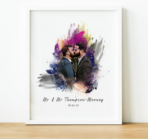 Watercolour Portrait from Photo, Unique Wedding Gift for Couple, thoughtful keepsake co, personalised wedding presents