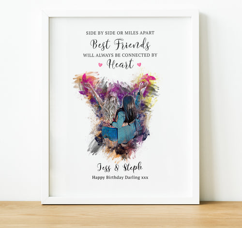 Watercolour Portrait from Photo, Unique Gifts for Friends, thoughtful keepsake co, best friends are the family we choose