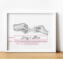 Load image into Gallery viewer, 1st Anniversary Gift | Couple Puzzle Piece Hands Print, thoughtful keepsake co
