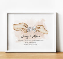 Load image into Gallery viewer, 1st Anniversary Gift | Couple Puzzle Piece Hands Print, thoughtful keepsake co
