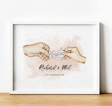 Load image into Gallery viewer, 1st Anniversary Gift | Couple Puzzle Piece Hands Print, thoughtful keepsake co
