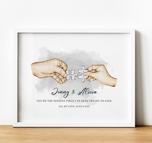 1st Anniversary Gift | Couple Puzzle Piece Hands Print, thoughtful keepsake co