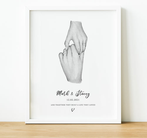 1st Anniversary Gift, couple holding hands Print, Personalised The Story of Us Relationship Timeline, thoughtful keepsake co