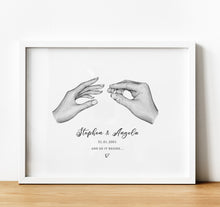Load image into Gallery viewer, 1st Anniversary Gift, couple holding hands Print, Personalised The Story of Us Relationship Timeline, thoughtful keepsake co

