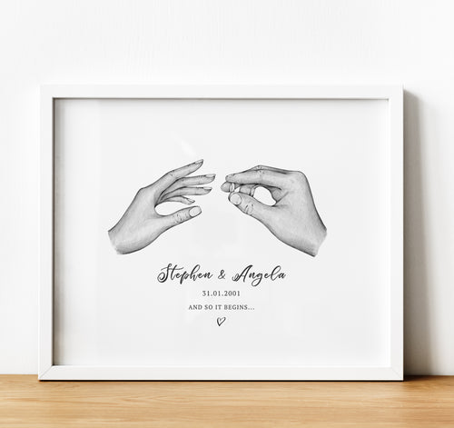 1st Anniversary Gift, couple holding hands Print, Personalised The Story of Us Relationship Timeline, thoughtful keepsake co