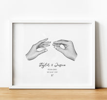 Load image into Gallery viewer, 1st Anniversary Gift, couple holding hands Print, Personalised The Story of Us Relationship Timeline, thoughtful keepsake co
