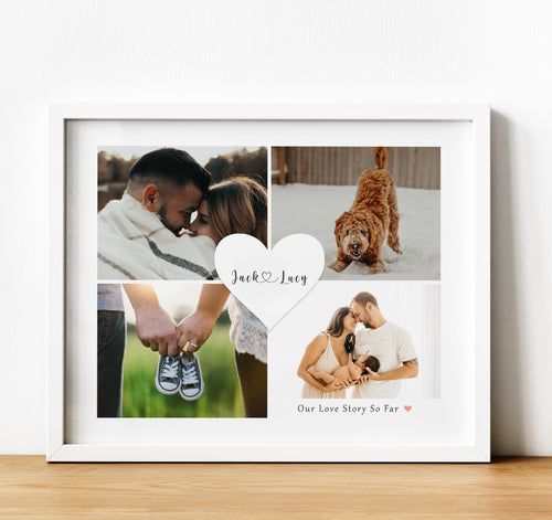 Personalised 1 year anniversary Gift, Photo Collage Prints of couple in love with personalised text, thoughtful keepsake co