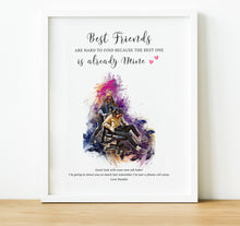 Load image into Gallery viewer, Watercolour Portrait from Photo, Unique Gifts for Friends, thoughtful keepsake co, best friends are the family we choose

