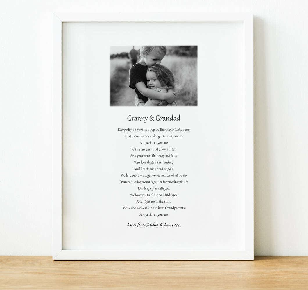 Personalised Poem for Grandparents from Grandchildren | Grandparent Photo Gifts