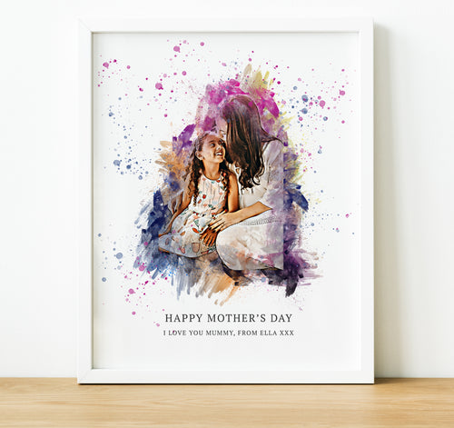 Watercolour Portrait from Photo | Birthday Gifts for Mum