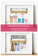 Load image into Gallery viewer, Personalised Family Print,  Welly Boot family, thoughtful keepsake co
