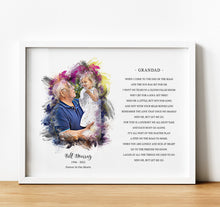 Load image into Gallery viewer, Watercolour Portrait, Personalised Memorial Gifts, thoughtful keepsake co, custom portrait from photo with quote
