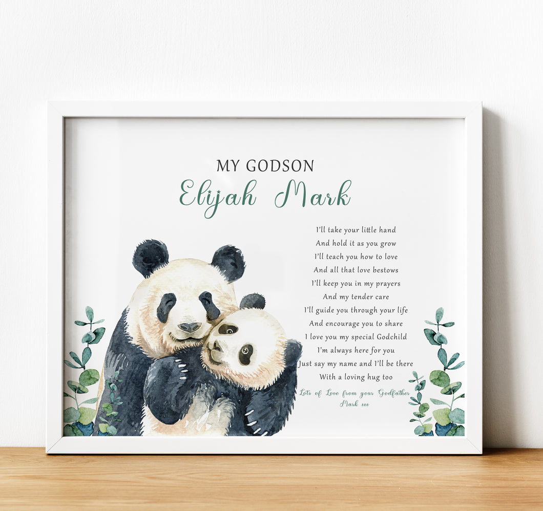 Personalised Goddaughter Christening Gifts from Godmother | Godson Gift from Godfather | Adult and child giraffe image with poem for godchild from godparent | thoughtful keepsake co