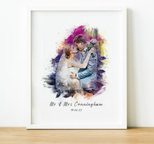 Load image into Gallery viewer, Watercolour Portrait from Photo, Unique Wedding Gift for Couple, thoughtful keepsake co, personalised wedding presents

