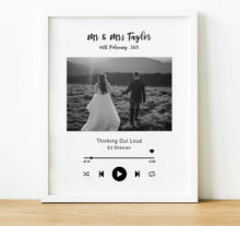 Load image into Gallery viewer, Personalised Anniversary Gifts,  wedding song print, music player print, 1st Anniversary Gifts, First Dance song, Wedding Song Print, thoughtful keepsake co
