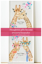 Load image into Gallery viewer, Personalised Anniversary Gifts, giraffe print, giraffe couple, 1st Anniversary Gifts, thoughtful keepsake co
