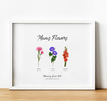 Load image into Gallery viewer, Granny&#39;s Garden sign, Personalised Family Birth Month Flower print with text | thoughtful keepsake co
