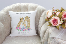 Load image into Gallery viewer, Personalised Family Cushion | Giraffe Family Pillow, thoughtful keepsake co
