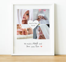 Load image into Gallery viewer, New baby gifts, Photo Collage Prints of baby with personalised text, thoughtful keepsake co
