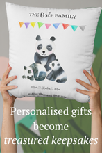 Load image into Gallery viewer, Personalised Family Cushion, together is out favourite place to be, panda Family Pillow, thoughtful keepsake co
