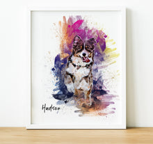 Load image into Gallery viewer, Pet Portraits, watercolour portrait of your pet created from a photo,  Gift for Pet Owner, thoughtful keepsake co
