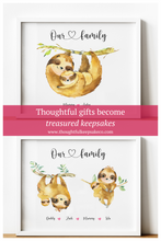 Load image into Gallery viewer, Personalised Family Print, Sloth Family,  Thoughtful Keepsake
