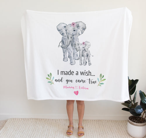 Personalised Fleece Blanket | Elephant Family Personalised New Baby Gifts