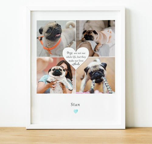 Pet Portraits, Photo Collage Prints of pet with personalised text, thoughtful keepsake co