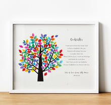 Load image into Gallery viewer, Personalised Godparent poem print with tree, Christening Gifts for Godparents from Godchild, thoughtful keepsake co
