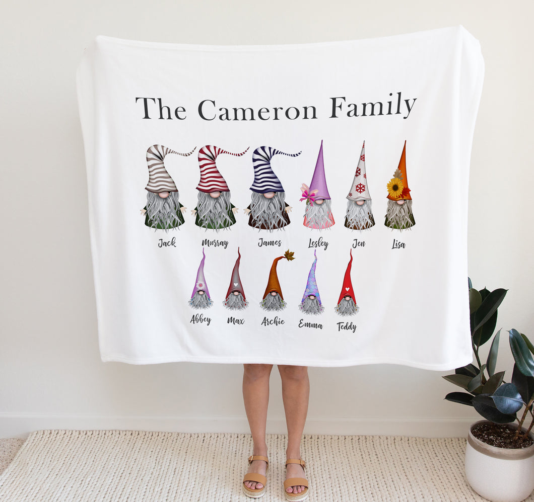 Personalised Fleece Blanket, Gnome Gifts, thoughtful keepsake co