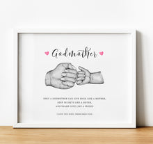 Load image into Gallery viewer, Adult &amp; Child fist bump hand illustration, with quote and personal message, Personalised Godparent Gifts, Gifts for Godfather from Godson, thoughtful keepsake co
