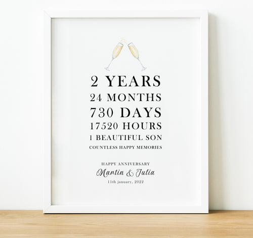 Personalised Anniversary Gifts | Our Love Story 2nd Wedding Anniversary Gift