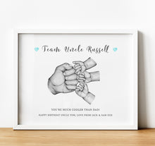 Load image into Gallery viewer, Adult &amp; Child fist bump hand illustration, with quote and personal message, Personalised Godparent Gifts, Gifts for Godfather from Godson, thoughtful keepsake co
