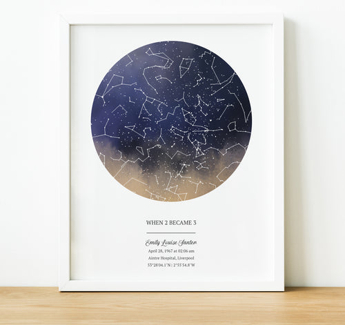 Adoption day gifts, Naming Day Gifts, The night sky star map print, thoughtful keepsake co