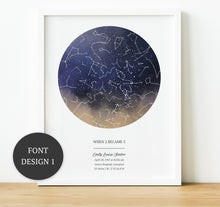 Load image into Gallery viewer, Adoption day gifts, Naming Day Gifts, The night sky star map print, thoughtful keepsake co
