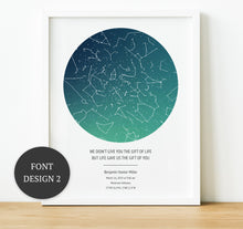 Load image into Gallery viewer, Adoption day gifts, Naming Day Gifts, The night sky star map print, thoughtful keepsake co
