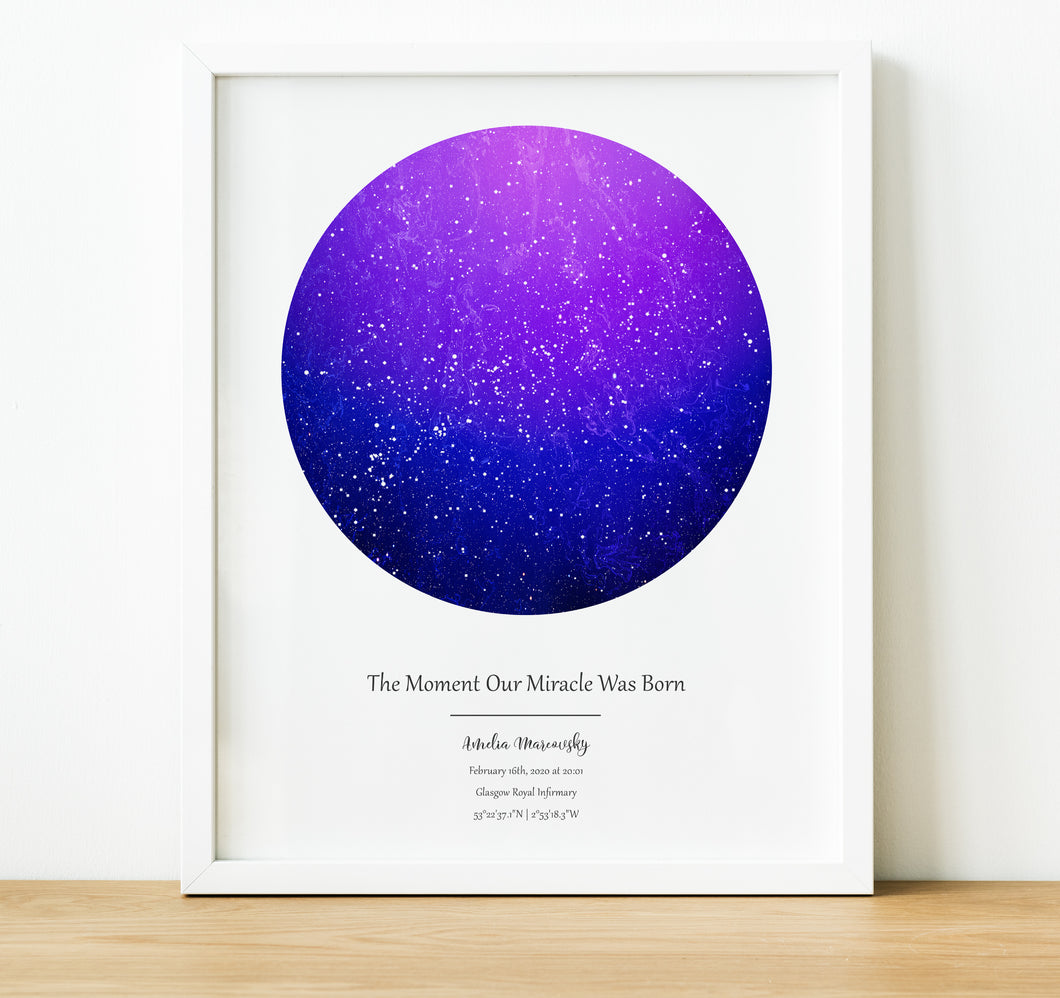 Adoption day gifts, Naming Day Gifts, The night sky star map print, thoughtful keepsake co