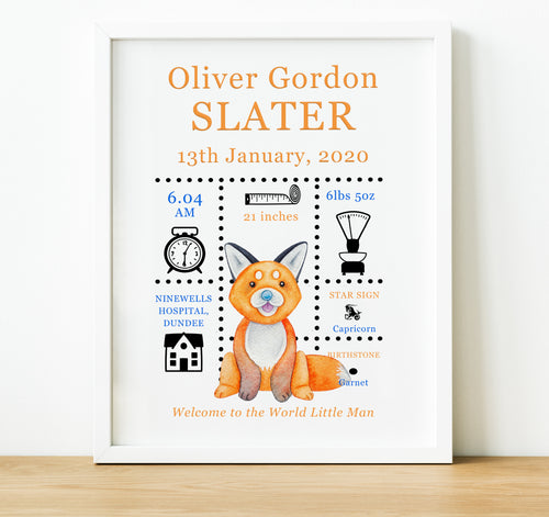 Baby stats sign, personalised new baby gifts, nursery wall art, naming Day Gifts, thoughtful keepsake co