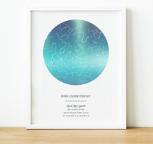 Load image into Gallery viewer, Personalised Star Map, The Night Sky, Personalised Birthday Gift, thoughtful keepsake co (7)
